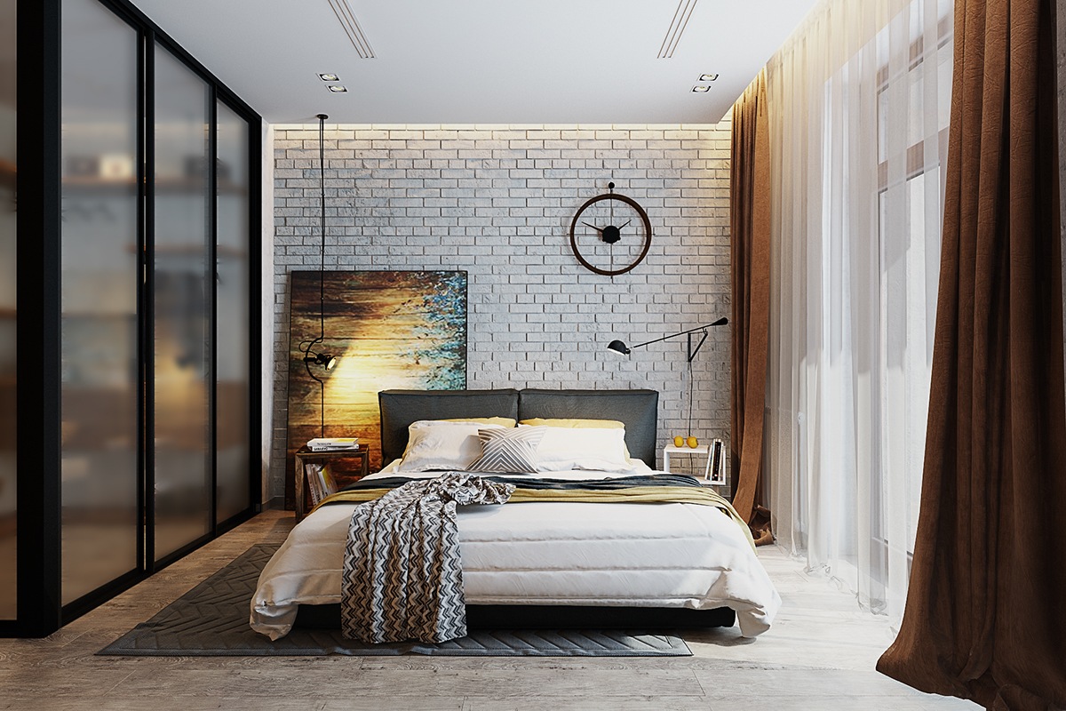 chic brick bedroom walls Ngõ ngàng với vẻ đẹp ấn tượng của những bức tường độc đáo tại phòng ngủ