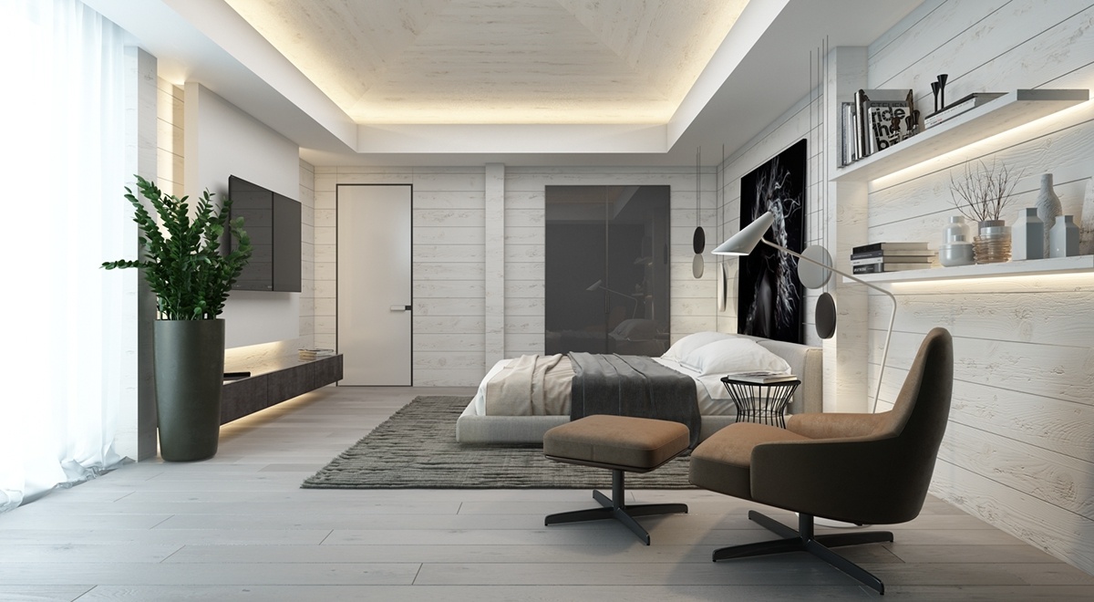 modern grayscale bedroom Ngõ ngàng với vẻ đẹp ấn tượng của những bức tường độc đáo tại phòng ngủ
