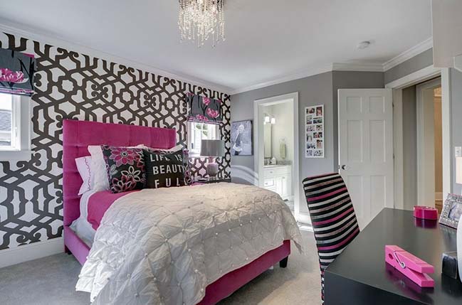 phong ngu dep 14 Cùng nhìn qua 15 mẫu phòng ngủ đẹp với tông màu xám và hồng