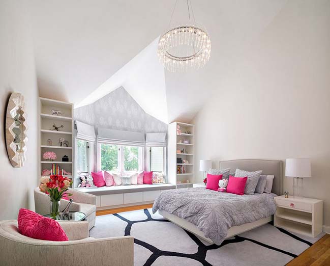 phong ngu dep 15 Cùng nhìn qua 15 mẫu phòng ngủ đẹp với tông màu xám và hồng